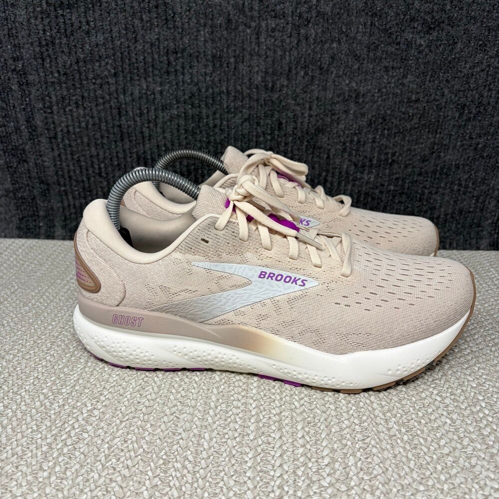 Brooks Ghost 16 Almond Peach Coconut Purple Athletic Running Shoes Women’s 10 B